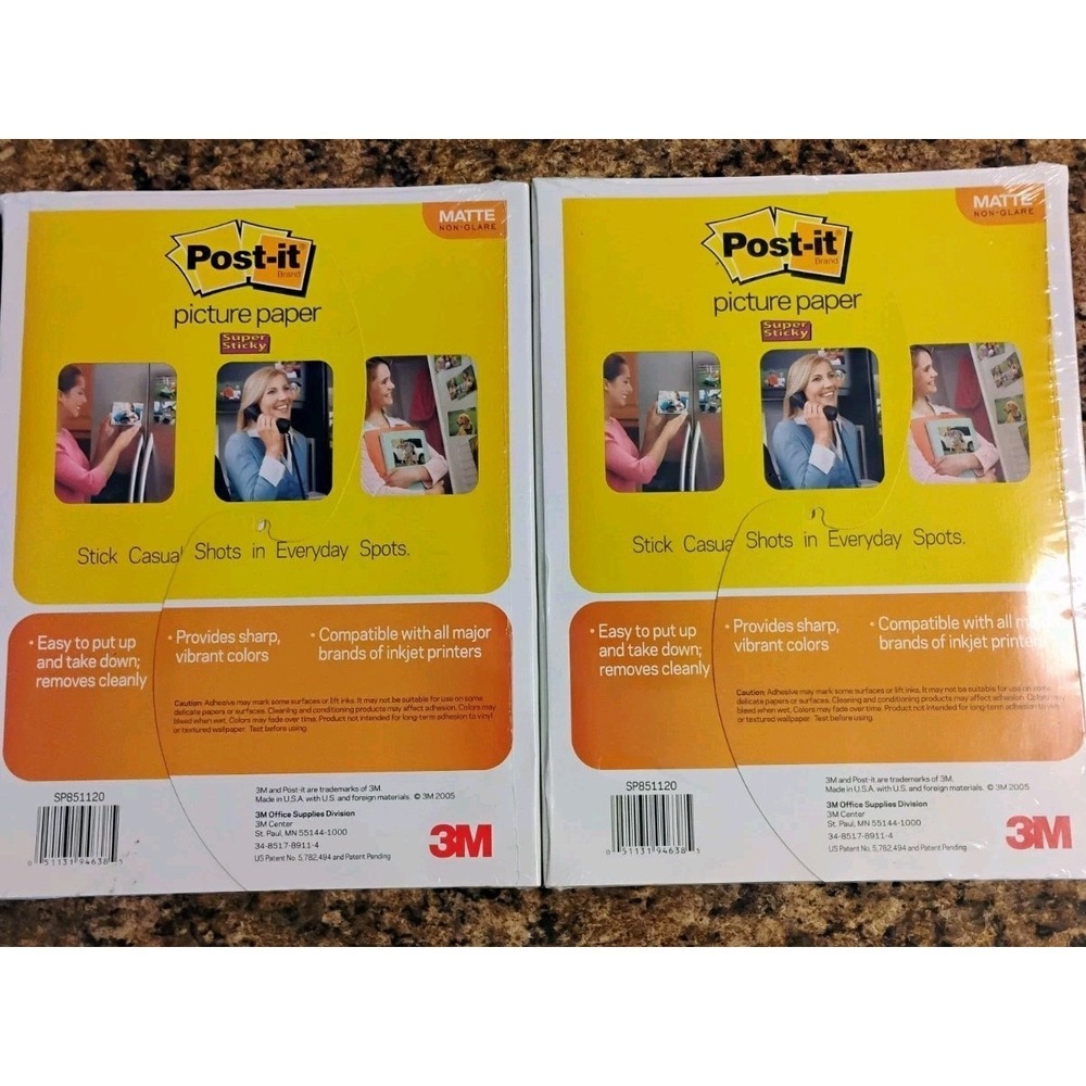 Post-It Picture Paper Matte Non Glare 3M Print Peel Stick 40 Sheets 8.5 x 11